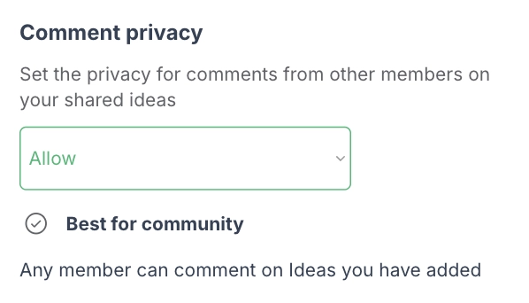 Comments privacy screen grab